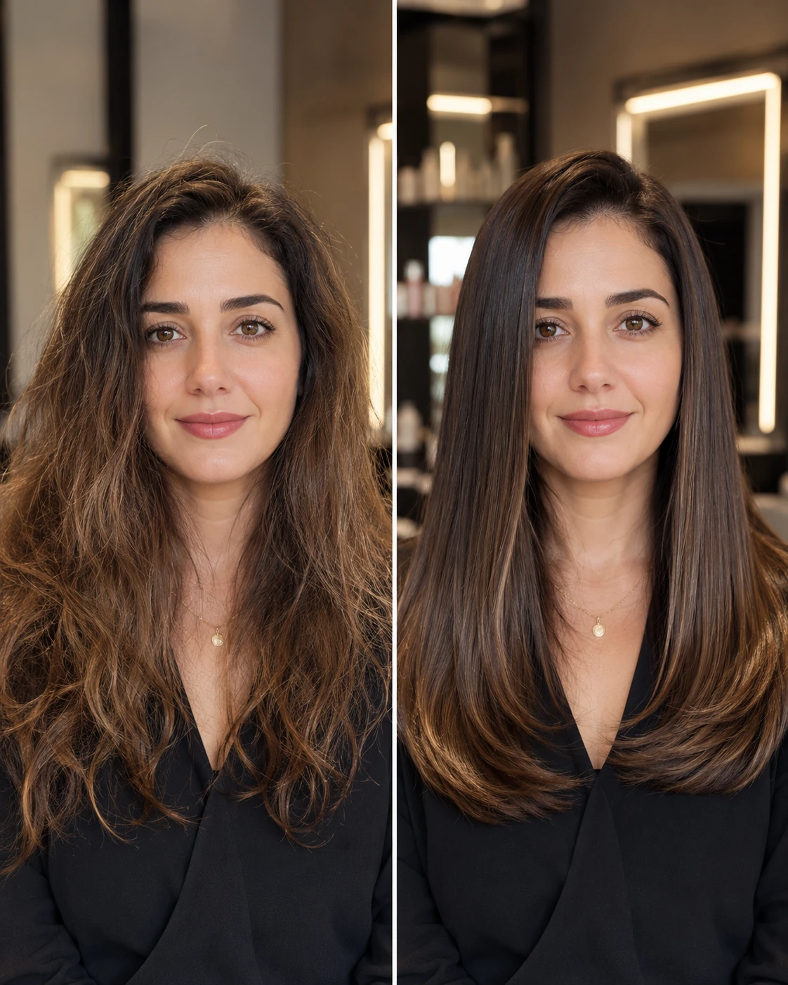 Antes e depois - Alinhamento capilar
