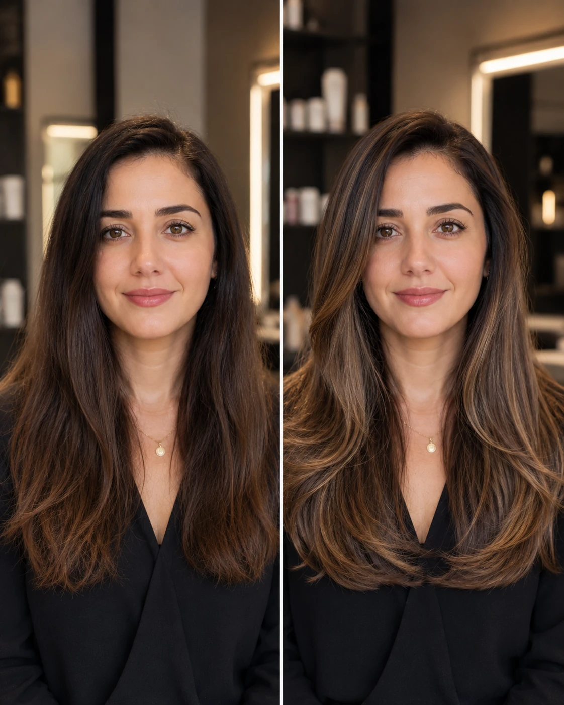 Antes e depois - Mechas iluminadas