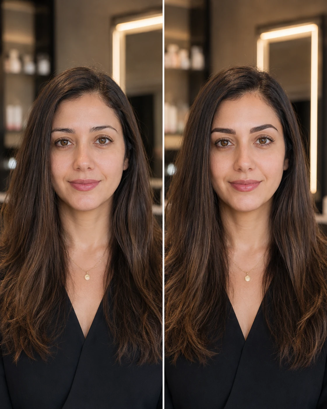 Antes e depois - Hidratação capilar glow