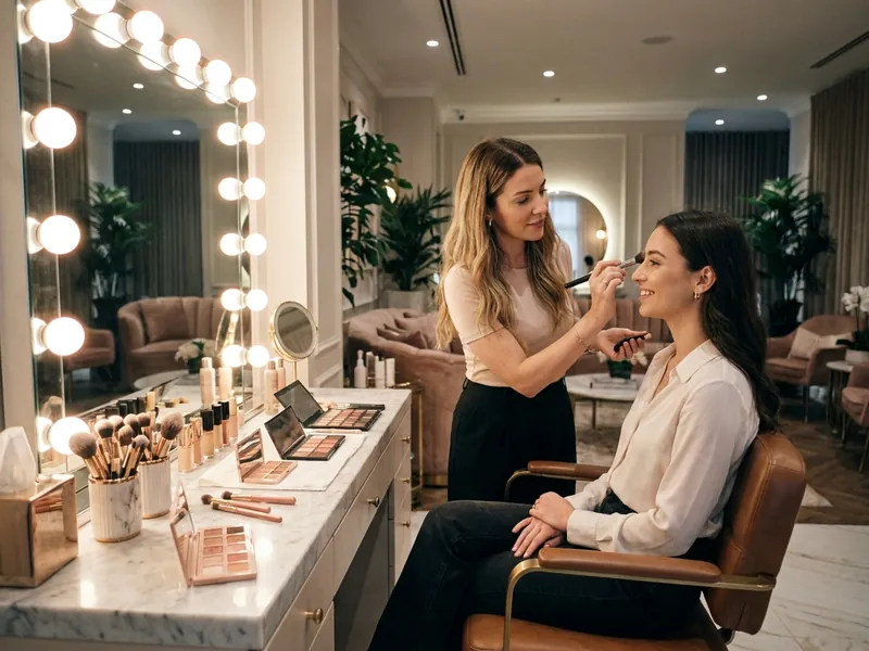 Maquiagem profissional em salão de beleza